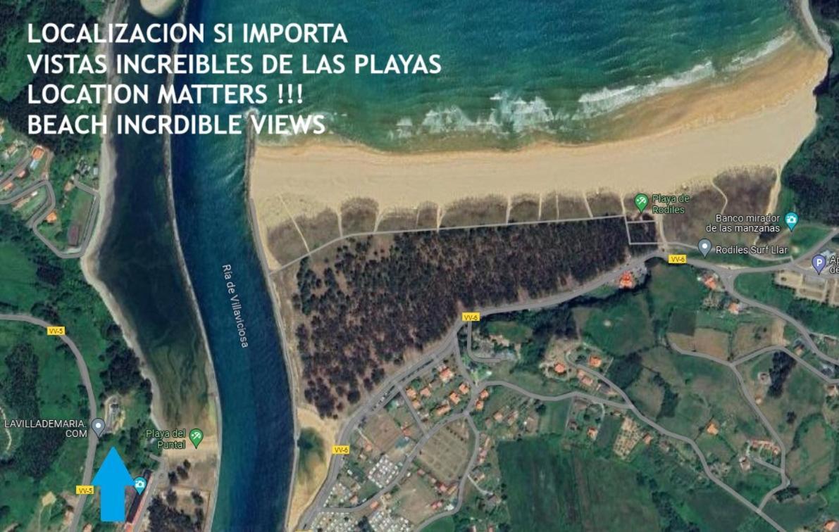 La Villa De Maria I Playa Beach El Puntal Asturias ビリャビシオサ エクステリア 写真