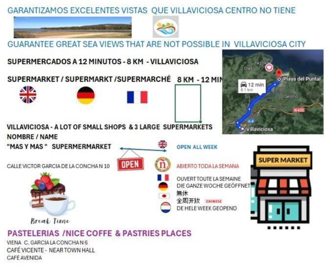La Villa De Maria I Playa Beach El Puntal Asturias ビリャビシオサ エクステリア 写真